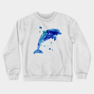 Navy Blue Dolphin Watercolor Painting Crewneck Sweatshirt